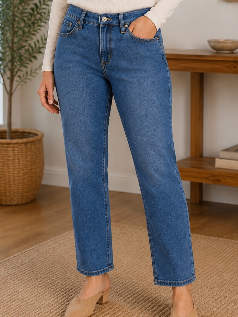 Style & Co Curvy Straight Blue Denim Jeans